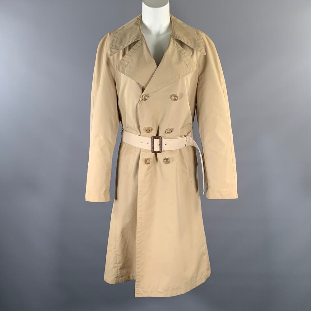 CERRUTI Size S Khaki Cotton Blend Belted Trench Coat